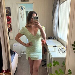 Ada Light Green Floral Mini Dress